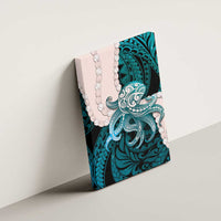 Teal Galaxy Polynesia Tribal Octopus Tattoo Canvas Wall Art Pikake Lei Polynesian Pattern