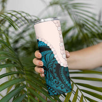 Teal Galaxy Polynesia Tribal Octopus Tattoo Skinny Tumbler Pikake Lei Polynesian Pattern