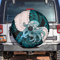 Teal Galaxy Polynesia Tribal Octopus Tattoo Spare Tire Cover Pikake Lei Polynesian Pattern