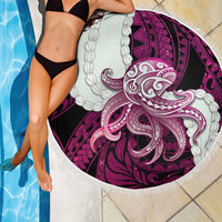 Pink Galaxy Polynesia Tribal Octopus Tattoo Beach Blanket Pikake Lei Polynesian Pattern