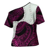 Pink Galaxy Polynesia Tribal Octopus Tattoo Cross Shoulder Shirt Pikake Lei Polynesian Pattern