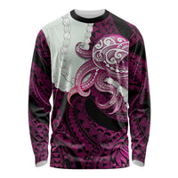 Pink Galaxy Polynesia Tribal Octopus Tattoo Long Sleeve Shirt Pikake Lei Polynesian Pattern