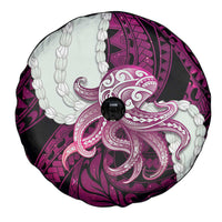 Pink Galaxy Polynesia Tribal Octopus Tattoo Spare Tire Cover Pikake Lei Polynesian Pattern