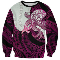 Pink Galaxy Polynesia Tribal Octopus Tattoo Sweatshirt Pikake Lei Polynesian Pattern