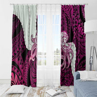 Pink Galaxy Polynesia Tribal Octopus Tattoo Window Curtain Pikake Lei Polynesian Pattern