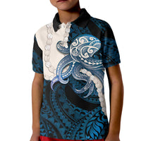 Blue Galaxy Polynesia Tribal Octopus Tattoo Kid Polo Shirt Pikake Lei Polynesian Pattern
