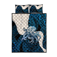 Blue Galaxy Polynesia Tribal Octopus Tattoo Quilt Bed Set Pikake Lei Polynesian Pattern