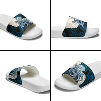 Blue Galaxy Polynesia Tribal Octopus Tattoo Slide Sandals Pikake Lei Polynesian Pattern