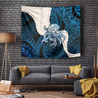 Blue Galaxy Polynesia Tribal Octopus Tattoo Tapestry Pikake Lei Polynesian Pattern