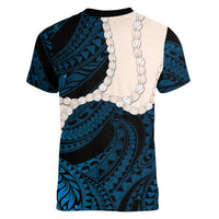 Blue Galaxy Polynesia Tribal Octopus Tattoo Women V-Neck T-Shirt Pikake Lei Polynesian Pattern