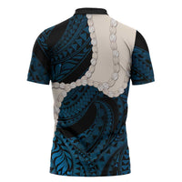 Blue Galaxy Polynesia Tribal Octopus Tattoo Zipper Polo Shirt Pikake Lei Polynesian Pattern