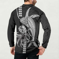 Kanaloa Aloha Hawaii Button Sweatshirt Humpback Whale Octopus Tattoo Kakau Pattern