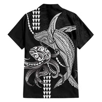 Kanaloa Aloha Hawaii Family Matching Long Sleeve Bodycon Dress and Hawaiian Shirt Humpback Whale Octopus Tattoo Kakau Pattern LT14 - Polynesian Pride