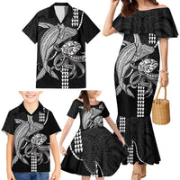 Kanaloa Aloha Hawaii Family Matching Mermaid Dress and Hawaiian Shirt Humpback Whale Octopus Tattoo Kakau Pattern LT14 - Polynesian Pride