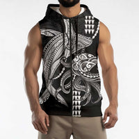 Kanaloa Aloha Hawaii Sleeveless Zip Hoodie Humpback Whale Octopus Tattoo Kakau Pattern