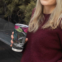 Personalised Hawaii Tumbler Cup Humpback Whale Tattoo With Tropical Flowers Black