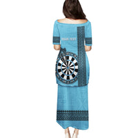 Personalised Fiji Darts Puletasi Fijian Tapa Pattern - Blue LT14 - Polynesian Pride