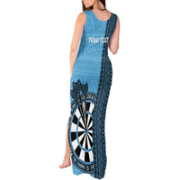 Personalised Fiji Darts Tank Maxi Dress Fijian Tapa Pattern - Blue LT14 - Polynesian Pride