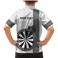 Personalised Fiji Darts Family Matching Mermaid Dress and Hawaiian Shirt Fijian Tapa Pattern - White