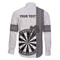 Personalised Fiji Darts Family Matching Short Sleeve Bodycon Dress and Hawaiian Shirt Fijian Tapa Pattern - White LT14 - Polynesian Pride