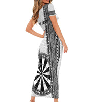 Personalised Fiji Darts Short Sleeve Bodycon Dress Fijian Tapa Pattern - White