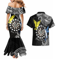 Personalised Cook Islands Darts Couples Matching Mermaid Dress and Hawaiian Shirt Kuki Airani Tribal Pattern LT14 - Polynesian Pride
