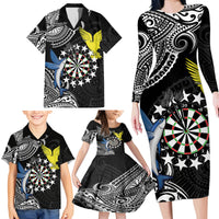 Personalised Cook Islands Darts Family Matching Long Sleeve Bodycon Dress and Hawaiian Shirt Kuki Airani Tribal Pattern LT14 - Polynesian Pride