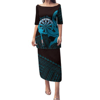 Aloha Hawaii Darts Puletasi Dart Board With Polynesian Shark - Blue LT14 Long Dress Blue - Polynesian Pride