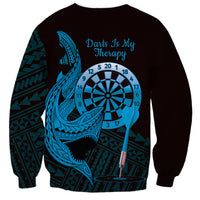 Aloha Hawaii Darts Sweatshirt Dart Board With Polynesian Shark - Blue