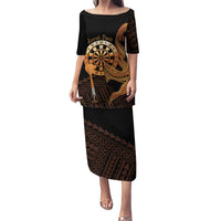 Aloha Hawaii Darts Puletasi Dart Board With Polynesian Shark - Gold LT14 Long Dress Gold - Polynesian Pride
