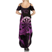 Aloha Hawaii Darts Family Matching Summer Maxi Dress and Hawaiian Shirt Dart Board With Polynesian Shark - Purple LT14 - Polynesian Pride