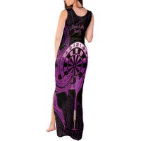 Aloha Hawaii Darts Tank Maxi Dress Dart Board With Polynesian Shark - Purple LT14 - Polynesian Pride
