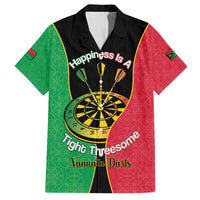 Personalised Vanuatu Darts Family Matching Off The Shoulder Long Sleeve Dress and Hawaiian Shirt Happiness Is A Tight Threesome Sand Drawing Art LT14 Dad's Shirt - Short Sleeve Red - Polynesian Pride