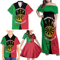 Personalised Vanuatu Darts Family Matching Off Shoulder Maxi Dress and Hawaiian Shirt Happiness Is A Tight Threesome Sand Drawing Art LT14 - Polynesian Pride