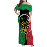 Personalised Vanuatu Darts Family Matching Off Shoulder Maxi Dress and Hawaiian Shirt Happiness Is A Tight Threesome Sand Drawing Art LT14 Mom's Dress Red - Polynesian Pride