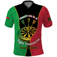 Personalised Vanuatu Darts Polo Shirt Happiness Is A Tight Threesome Sand Drawing Art LT14 Red - Polynesian Pride