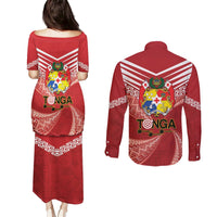 Tonga Darts Couples Matching Puletasi and Long Sleeve Button Shirt Tongan Ngatu Pattern LT14 - Polynesian Pride