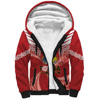 Tonga Darts Sherpa Hoodie Tongan Ngatu Pattern LT14 Unisex Red - Polynesian Pride