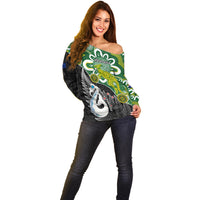 Personalised New Zealand And Australia Off Shoulder Sweater Aboriginal Mix Aotearoa Maori Unique Style LT14 - Polynesian Pride