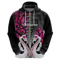 Custom New Zealand Hoodie Te Manaia Mangopare Maori and Fern Pink Style LT14 - Polynesian Pride