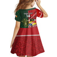 Custom Tonga And Ireland Rugby Family Matching Off Shoulder Short Dress and Hawaiian Shirt Ikale Tahi With Shamrocks LT14 - Polynesian Pride