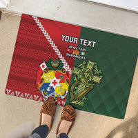 Custom Samoa And Ireland Rugby Rubber Doormat Ikale Tahi With Shamrocks