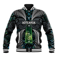 Personalised New Zealand Toki Baseball Jacket Silver Fern Mix Aotearoa Maori Pattern