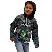 Personalised New Zealand Toki Kid Hoodie Silver Fern Mix Aotearoa Maori Pattern LT14 - Polynesian Pride