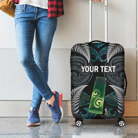 Personalised New Zealand Toki Luggage Cover Silver Fern Mix Aotearoa Maori Pattern