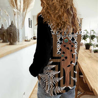 New Zealand Women Casual Shirt - Maori Maripi Knife With Poutama Art LT14 - Polynesian Pride