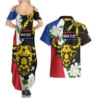 Personalised Philippines Carabao Couples Matching Summer Maxi Dress and Hawaiian Shirt Filipino Sun Mix Sampaguita Flower LT14 - Polynesian Pride