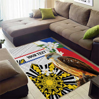 Personalised Philippines Eagle Area Rug Filipino Sun Mix Sampaguita Flower