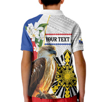 Personalised Philippines Eagle Kid Polo Shirt Filipino Sun Mix Sampaguita Flower