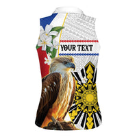 Personalised Philippines Eagle Women Sleeveless Polo Shirt Filipino Sun Mix Sampaguita Flower